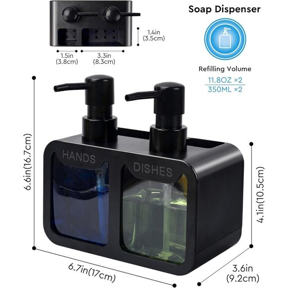 🆕 Kitchen Hand Soap Dispenser Sponge Caddy Brush Holder Organizer Useful Gadget - Picture 3 of 7